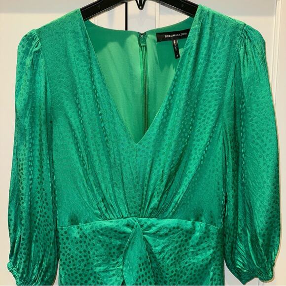 BCBGMAXAZRIA Eve Balloon Sleeve Ruffled Dress Sapphire Green 2 - Picture 8 of 13